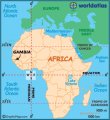 Гамбия на карте Африки