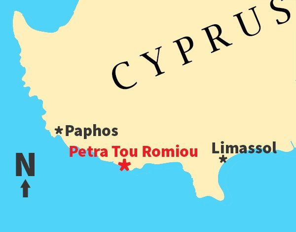 Карта расположения скалы Афродиты