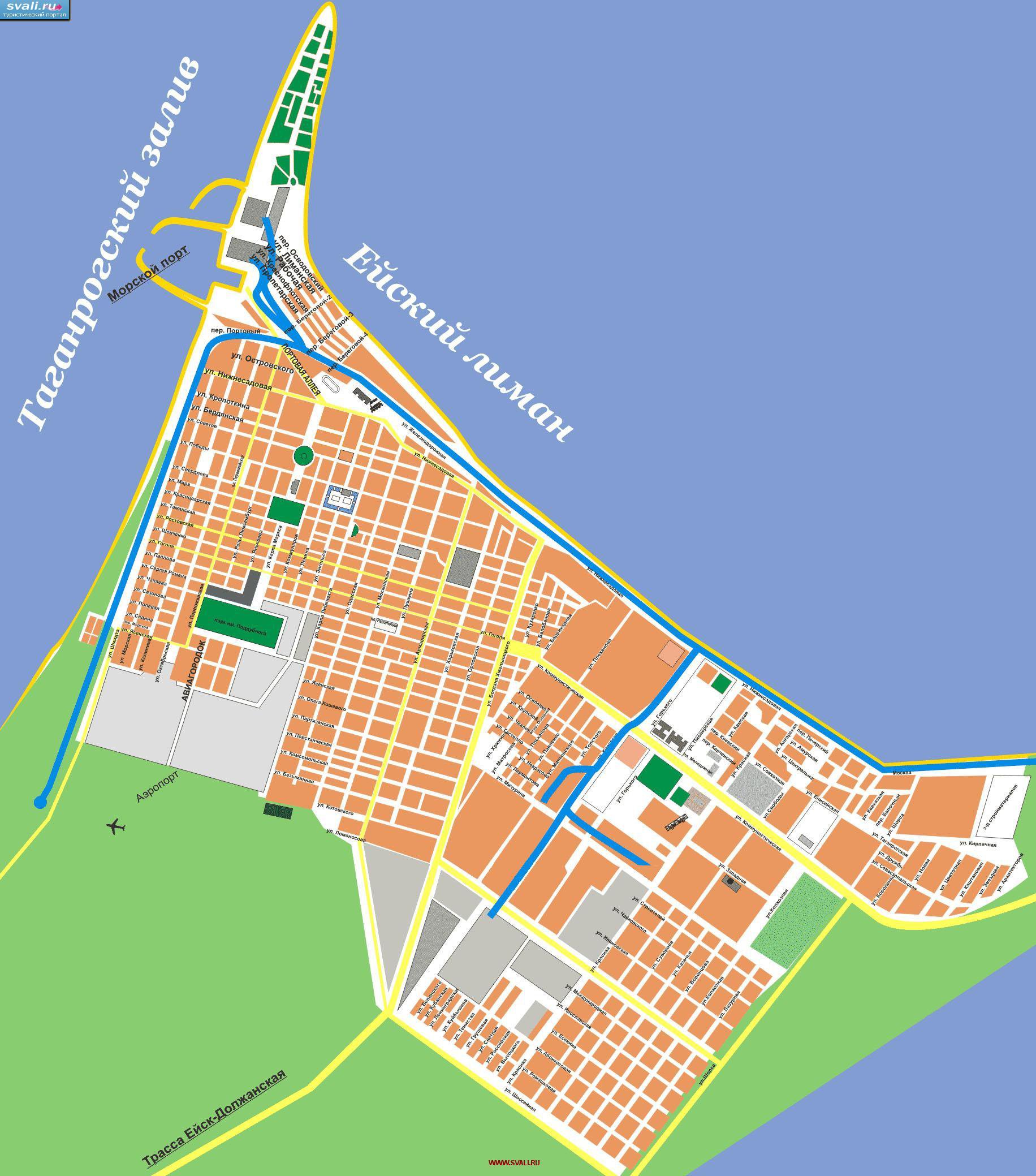Ейск карта города с улицами