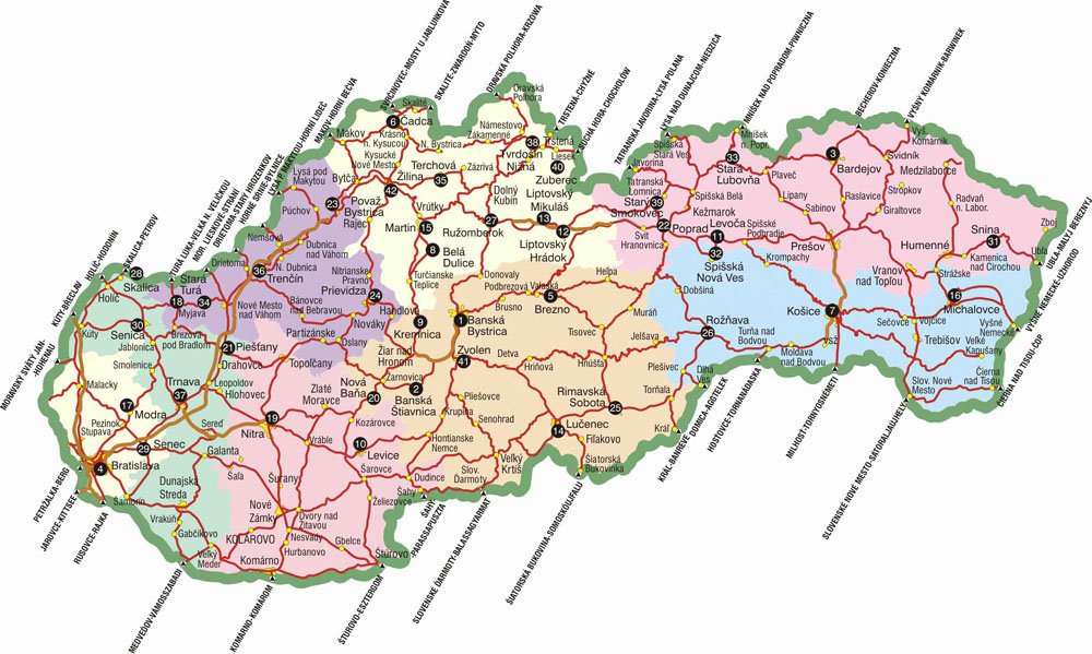 Карты Восточную Словакию (Словакия). Подробная карта Восточную Словакию нарусском языке с отелями и достопримечательностями