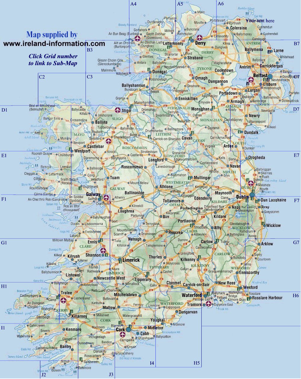 Карты Ирландии. Подробная карта Ирландии на русском языке с курортами иотелями