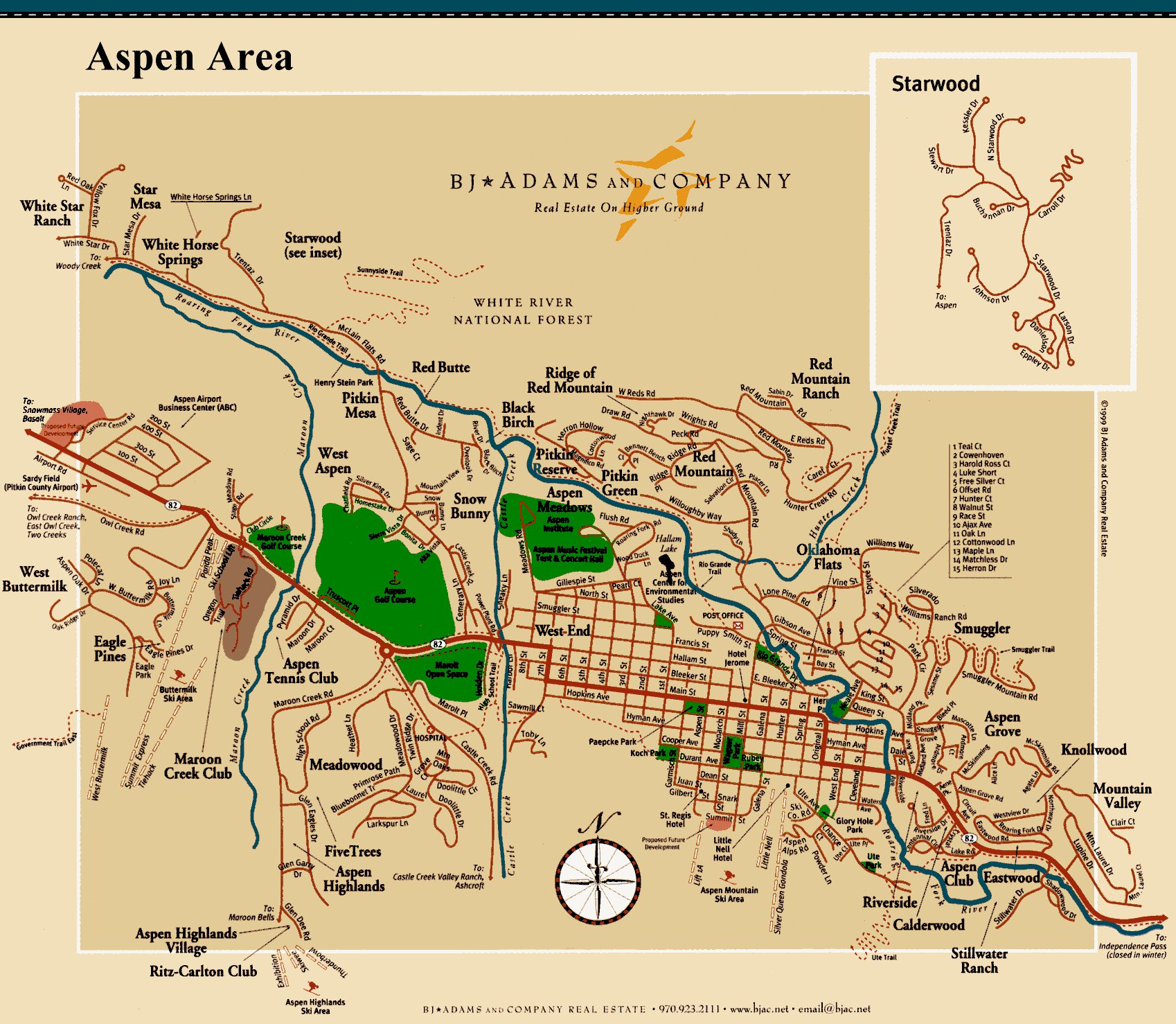 подробная карта курорта Аспен 