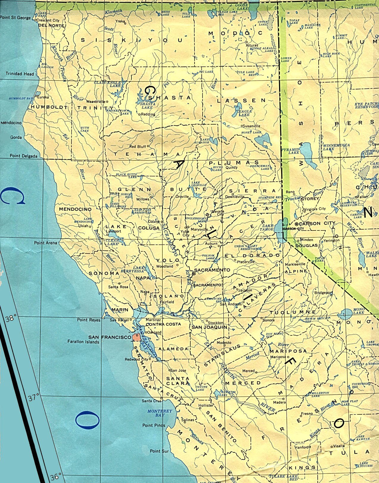 Штат Калифорния на карте