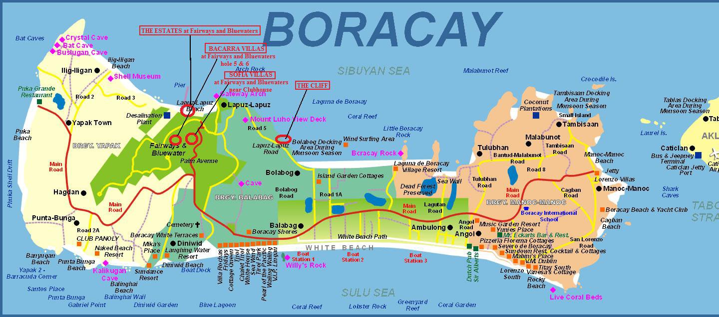 Карты Боракай (о. Филиппины). Подробная карта Боракай на русском языке с отелями и достопримечательностями