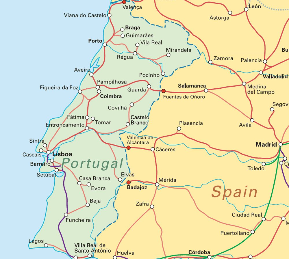 Португалия на карте европы на русском языке