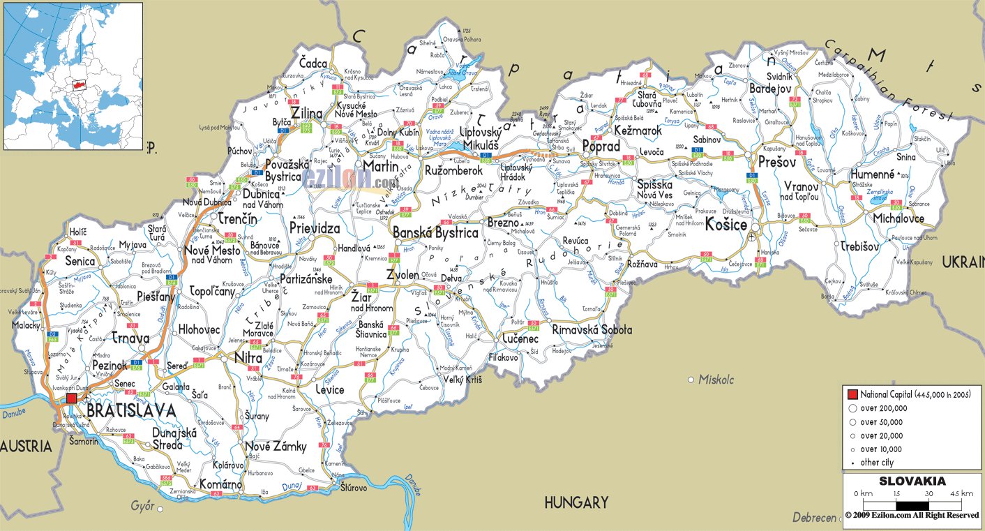 Карты Словакии. Подробная карта Словакии на русском языке с курортами иотелями