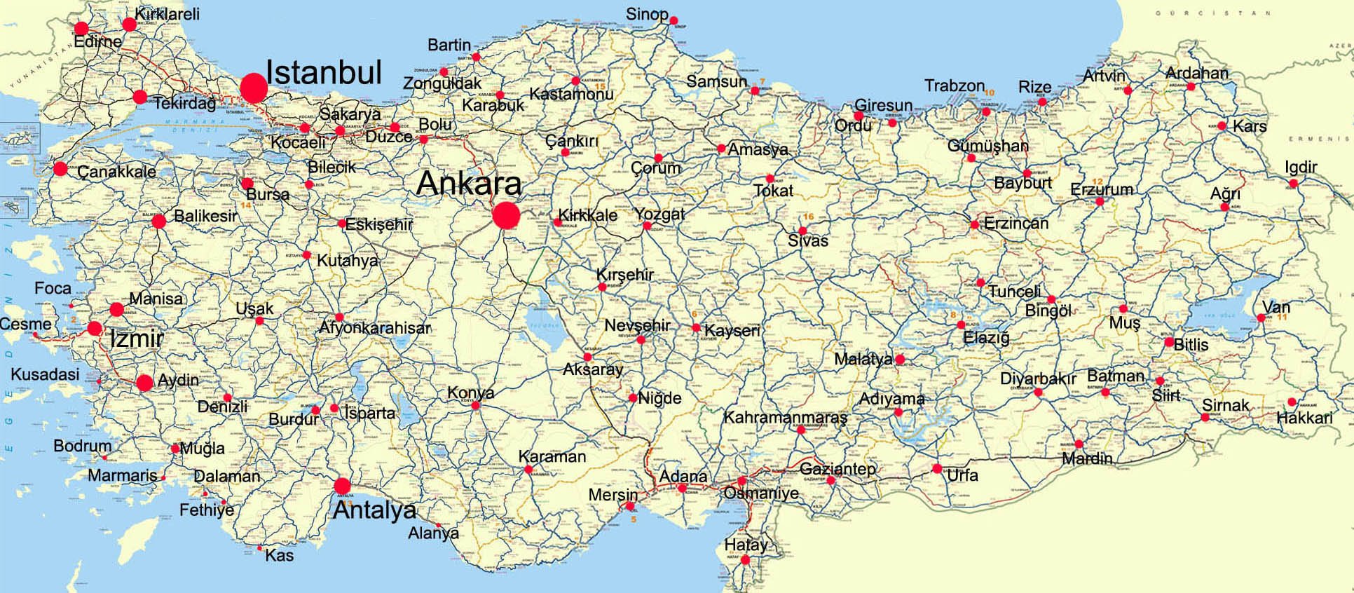 Карты Турции. Подробная карта Турции на русском языке с курортами и отелями