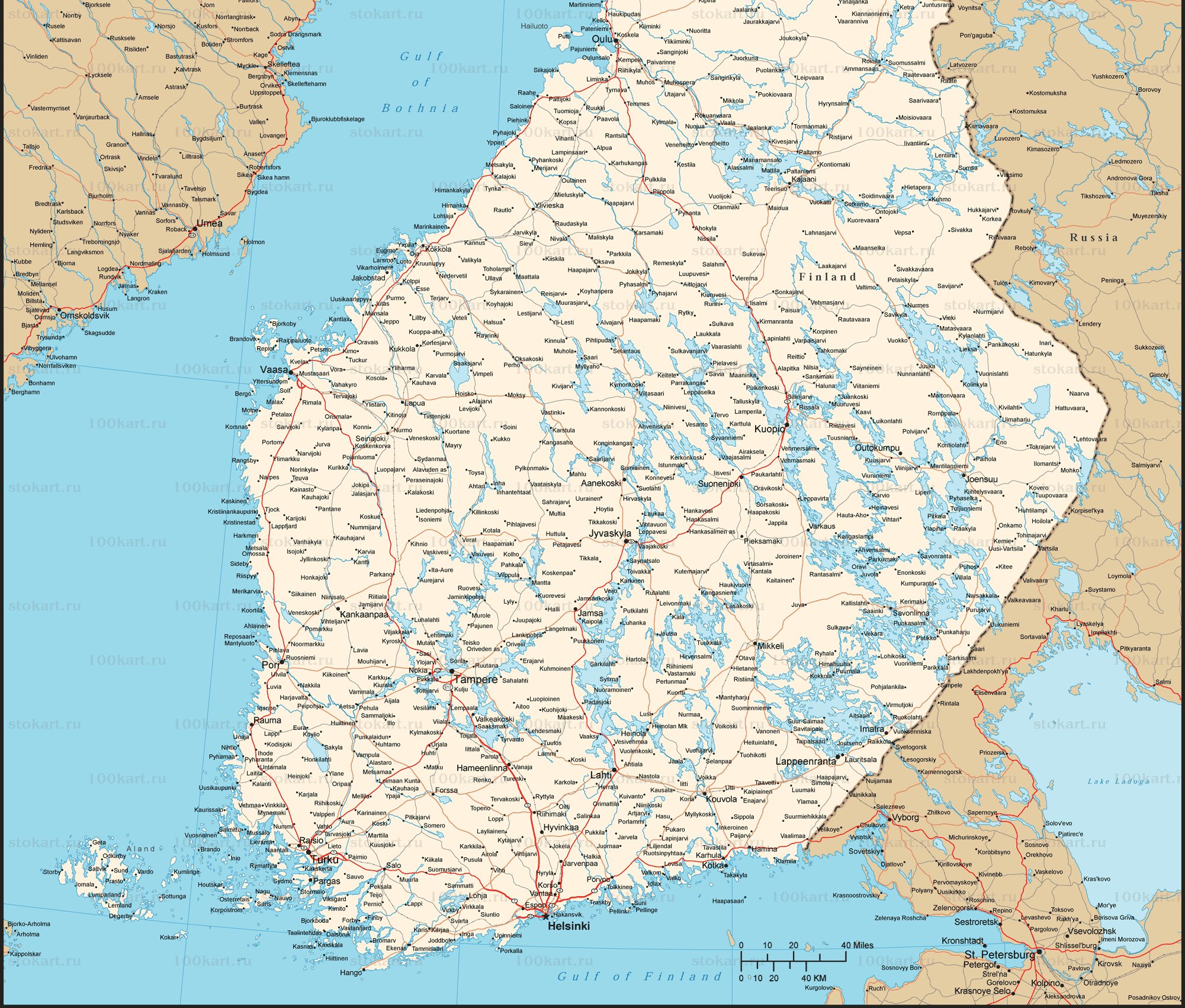 Карты Финляндии. Подробная карта Финляндии на русском языке с курортами иотелями