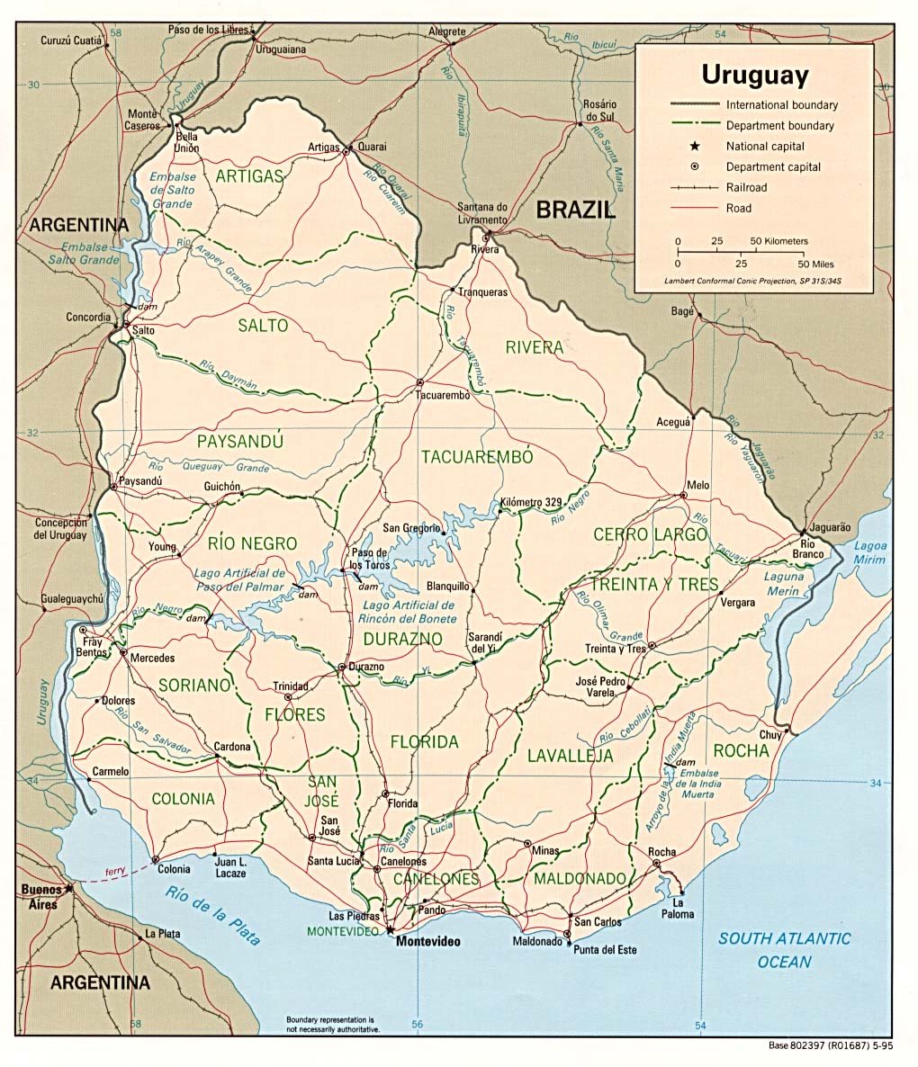 Карты Уругвая. Подробная карта Уругвая на русском языке с курортами иотелями