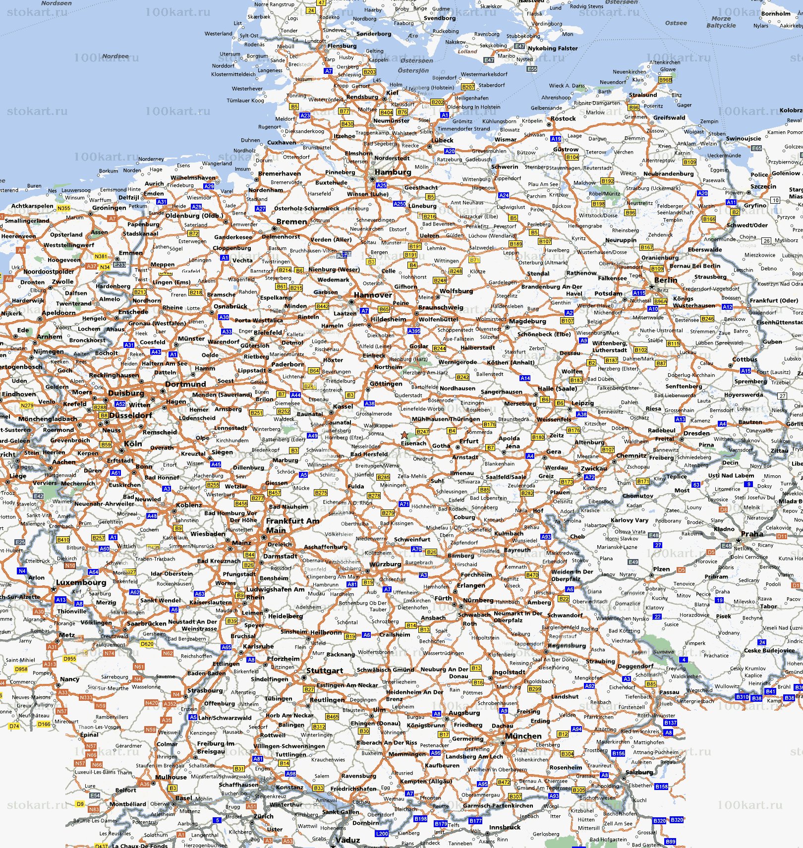 Карты Германии. Подробная карта Германии на русском языке с курортами иотелями