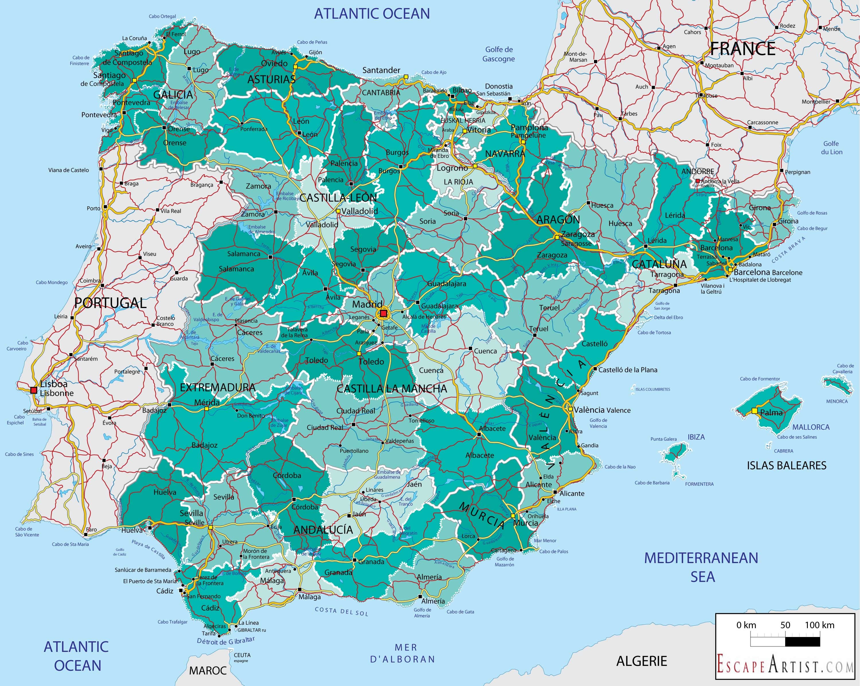 испания провинции карта