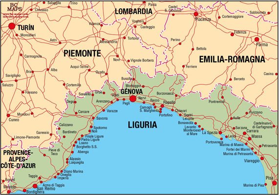 Лигурийское побережье италии на карте бунгало