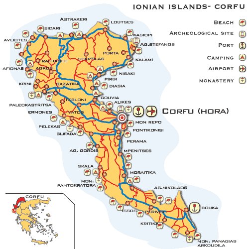 Остров корфу карта