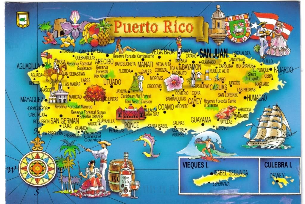 Показать на карте пуэрто рико как дешево добраться в европу