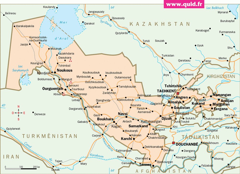 Карта узбекистана на русском языке с городами подробная с расстояниями
