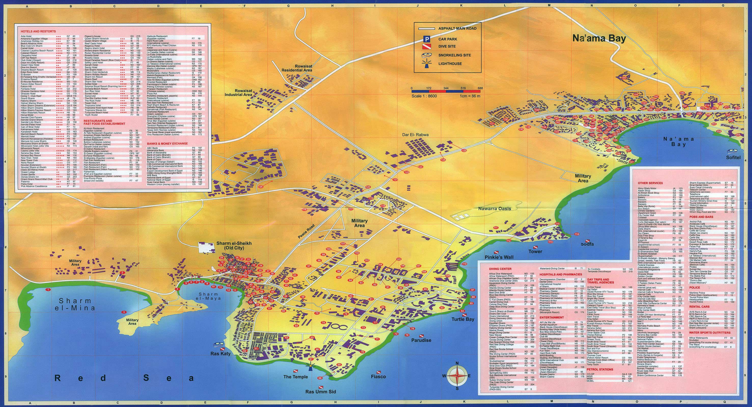 Карты Шарм Эль Шейха (Египет). Подробная карта Шарм Эль Шейха на русскомязыке с отелями и достопримечательностями