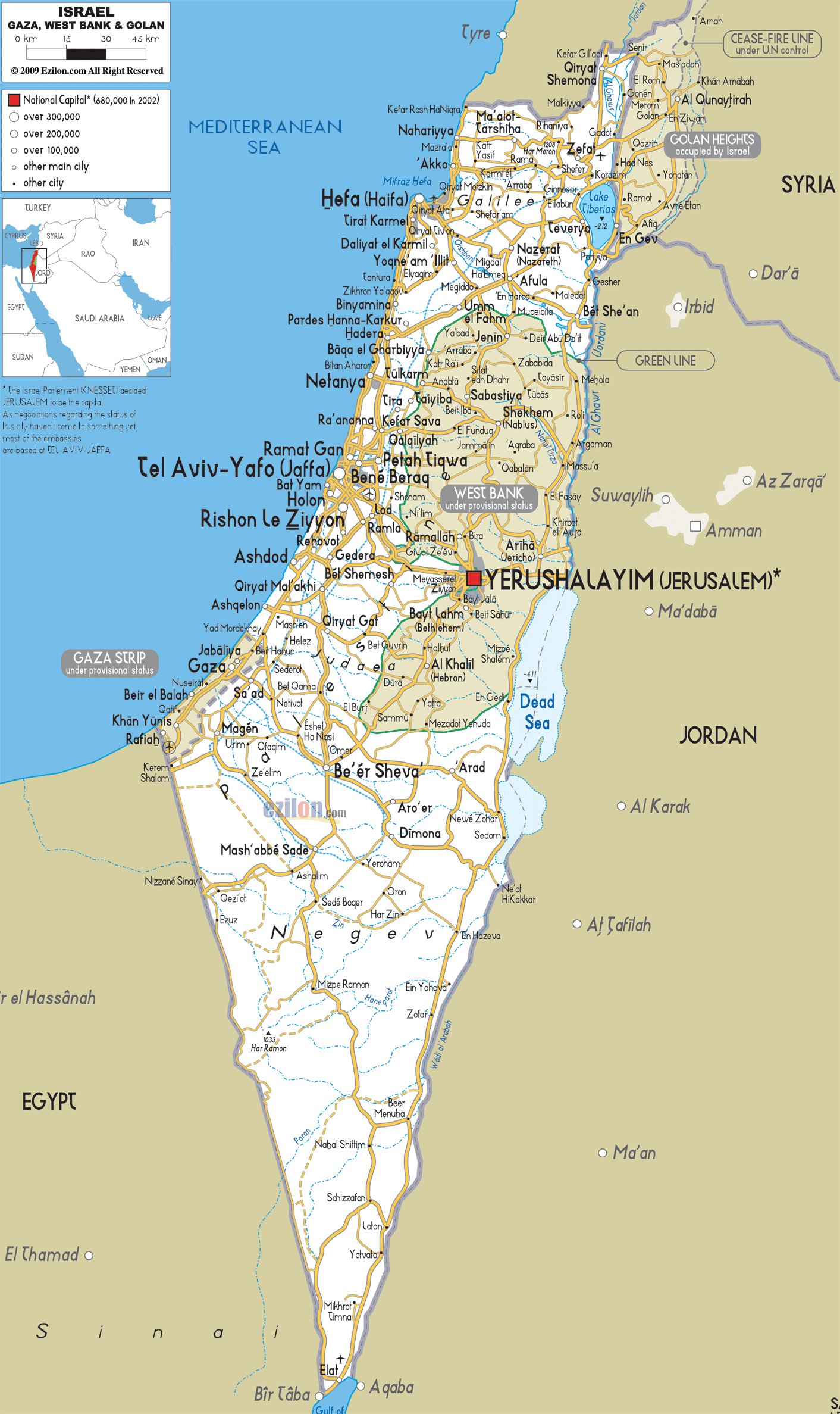 Карты Израиля. Подробная карта Израиля на русском языке с курортами иотелями