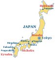 Хиросима на карте Японии